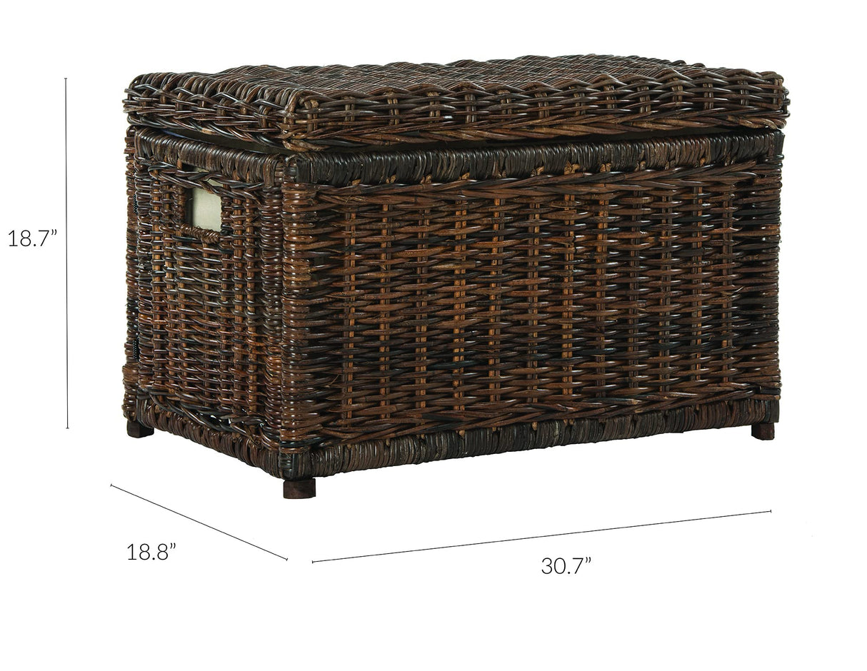 happimess HPM9002A Elijah 30" Wicker Storage Trunk, Collapsible for flat storage, Rattan-Sarang Buaya, Coastal for Office, Dorm Room-LivingRoom, Bedroom, Dining Room, Brown happimess