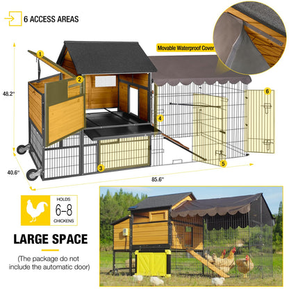 Aivituvin Mobile Chicken Coop 85" Large All-Steel Frame Hen House Poultry Cage with Nesting Box Metal Run,Waterproof Rain Cover Duck Coop Rabbit Hutch - WoodArtSupply