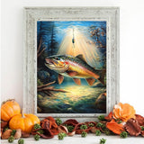 5D DIY Trout Fish Diamond Painting, Father's Day Diamond Art Painting Kit Wall Art Home Decor Bedroom Wall Decoration Handcraft Gift 12x16inch YL Mainland