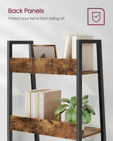 VASAGLE Bookshelf, 5-Tier Narrow Bookcase, Ladder Shelf for Home Office, Living Room, Bedroom, Kitchen, Rustic Brown and Ink Black ULLS067B01 VASAGLE