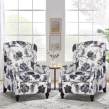 B BAIJIAWEI Wingback Recliner Chair - Tufted Arm Chair Recliner - Fabric Push Back Single Sofa for Living Room Adjustable Backrest (Pair, Blue Floral) B BAIJIAWEI