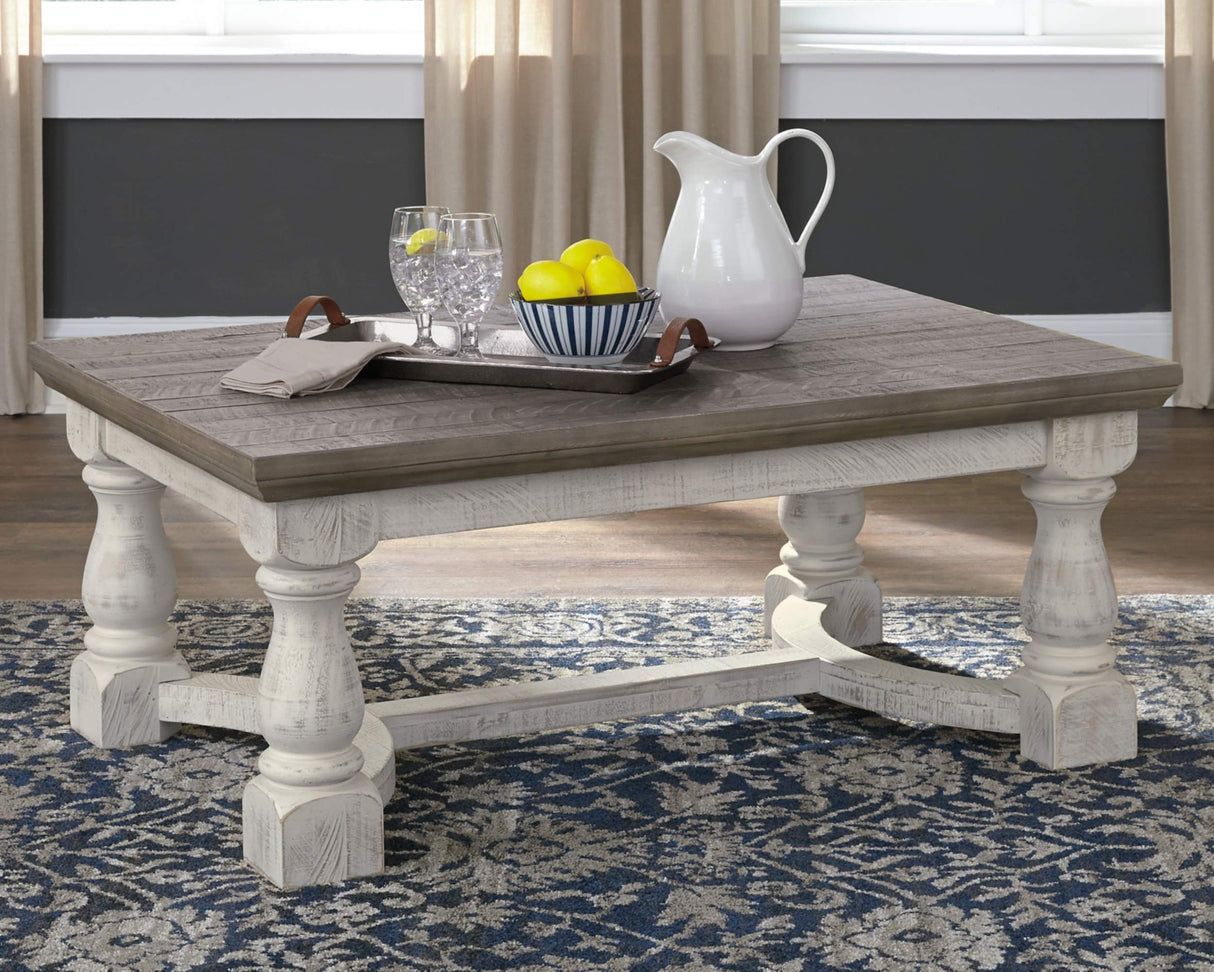 Signature Design by Ashley Havalance Farmhouse Rectangular Coffee Table, Gray & White with Weathered Finish Signature Design by Ashley