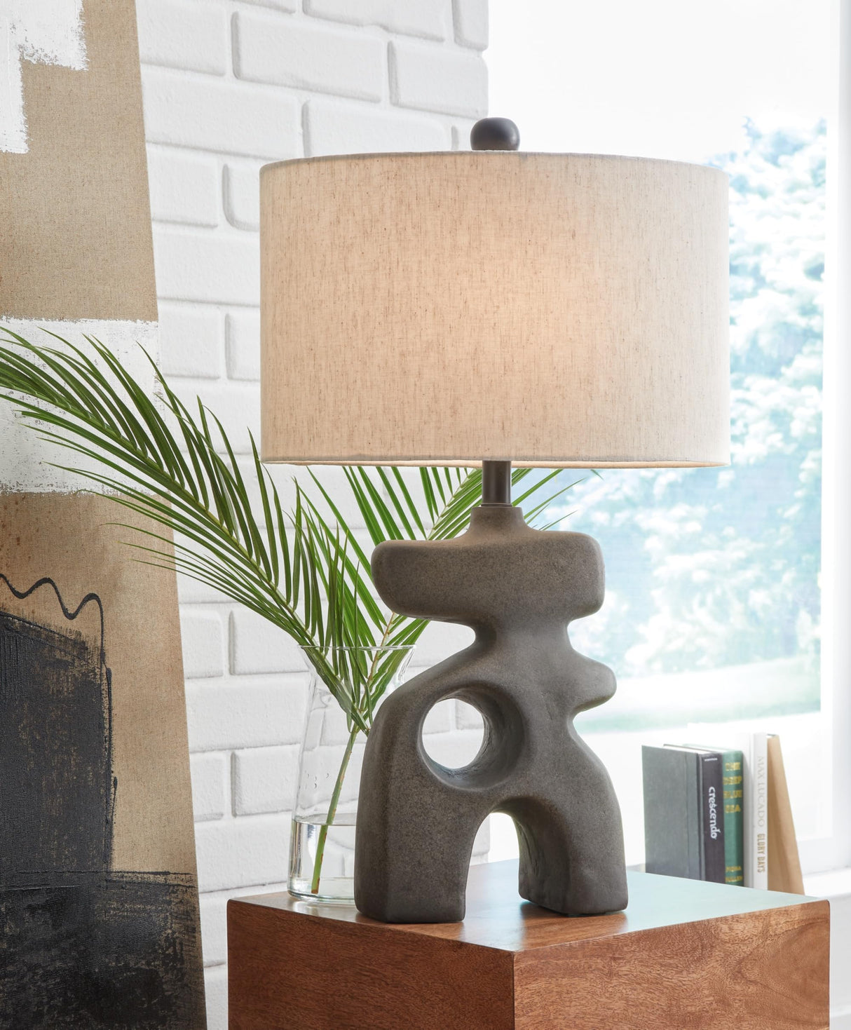 Signature Design by Ashley Danacy Farmhouse Distressed Paper Composite Table Lamp with 3-Way Switch, Black Signature Design by Ashley