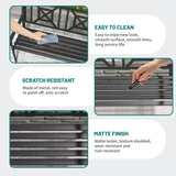 JMGJOY Metal Outdoor Bench, Weatherproof Garden Bench with Square Pattern Backrest and Armrests, for Patio, Porch, Park, Lawn JMGJOY