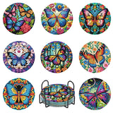 Mrnsiet 8 Pcs Butterfly Diamond Painting Coasters Kits with Holder, DIY Butterfly Diamond Art Coaster Non Slip Coaster for Tabletop Protection 4x4 Inch Mrnsiet