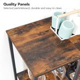 HOOBRO Wine Bar Cabinet with LED Light and Power Outlets, Wine Rack Table for Drinks and Glasses, Coffee Bar Cabinet with Wine Rack, for Kitchen, Dining Room, Rustic Brown and Black BF12UDJJ01 HOOBRO