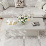 Farmhouse Coffee Table, 47.25" Modern Engineered Wood Cocktail Table, Scratch-Resistant Accent Table with Sturdy Frame for Living Room, Home Office & Lounge Vipbear