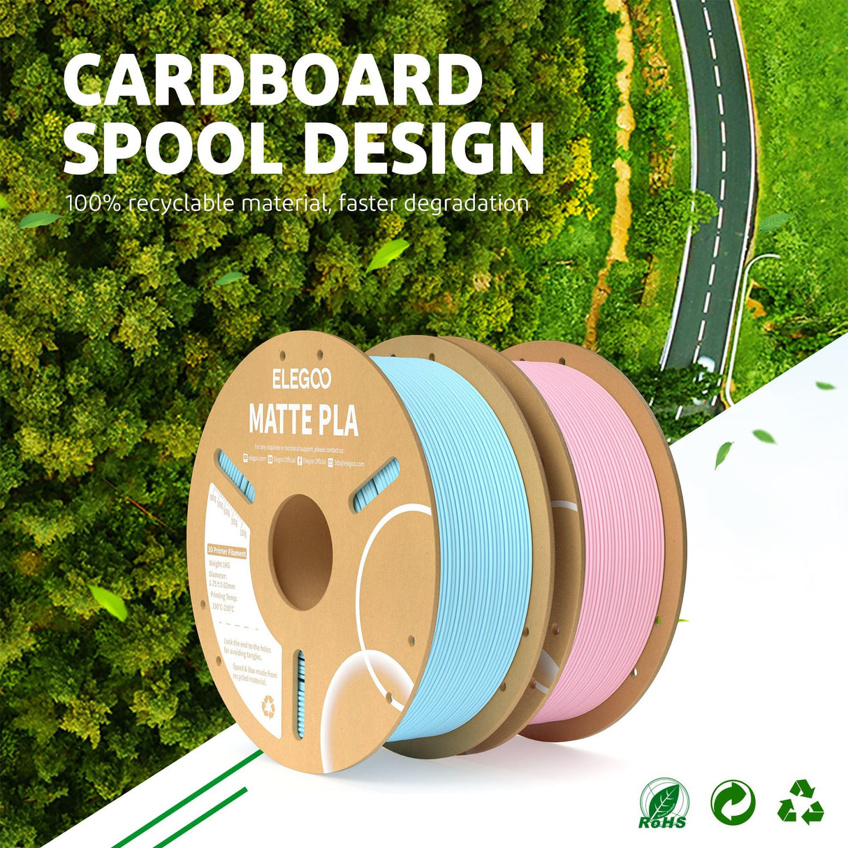 ELEGOO Matte PLA Filament Bundle 4KG, 1.75mm 3D Printer Filament Dimensional Accuracy +/- 0.02mm, 1kg Carboard Spool (2.2lbs) for Most FDM 3D Printers(Yellow, Ice Blue, Pink, Purple) ELEGOO