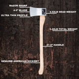 The General: World Axe Throwing League Premium Competition Throwing Axe & Multi-Purpose Camping Axe or Wood Splitting Axe with Nylon Sheath & Straight Hickory Wooden Handle WATL