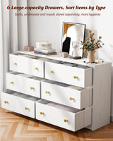 Nicehill Dresser for Bedroom with 6 Drawers, Fabric Storage Tower & Chest of Drawers Organizer, Storage Cabinet for Hallway, Closets, Living Room,White Dresser Wooden（White） Nicehill