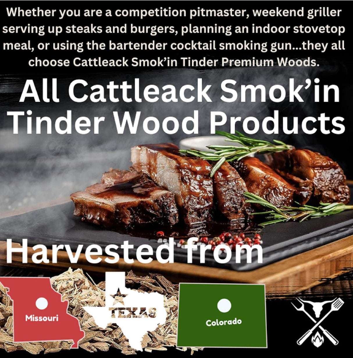 Cattleack Smok'in Tinder Logs, Cooking, Smoking, Grilling, Master BBQ - USA Smoking Wood Logs, 12" Length, Up to 3" Wide, Comes in 12"x12"x6" Box, 1/2 Cu. Ft., Secret to Smoky Perfection (Hickory) Cattleack Smok'in Tinder