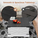 VVFLU Farmhouse Coffee Table with Storage, Square Center Table for Living Room, Rustic, Hinged Lift Top Soft Close, Wood, Large Hidden Storage, Modern, Metal Corner, White Black VVFLU