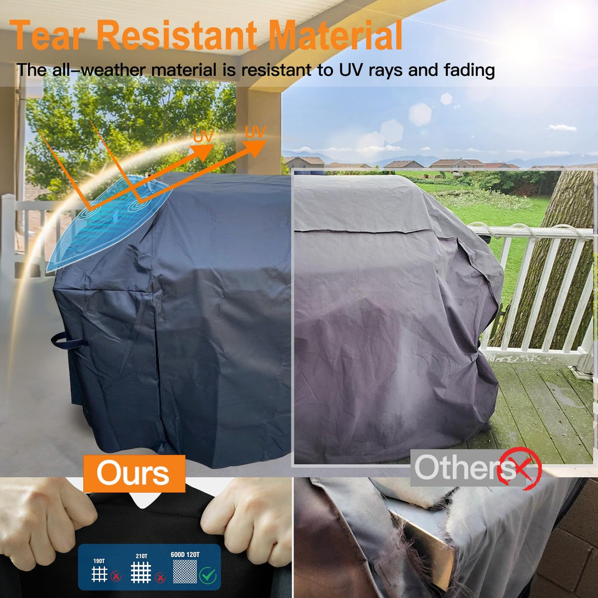 Ultima Durable Grill Cover for Weber Genesis 300 & Genesis II 300 Series Grills,Heavy Duty Waterproof Rip-Proof 58" BBQ Cover,Fade Resistant 7130 Gas Grill Cover with Straps for Weber 3 Burner Grill PasWith