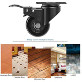 GBL 2" Heavy Duty Caster Wheels with Brakes + Screws - up to 440Lbs - Set of 4 No Floor Marks Silent Castor for Furniture - Rubbered Trolley or Pallet Swivel Wheels - Black Casters GBL