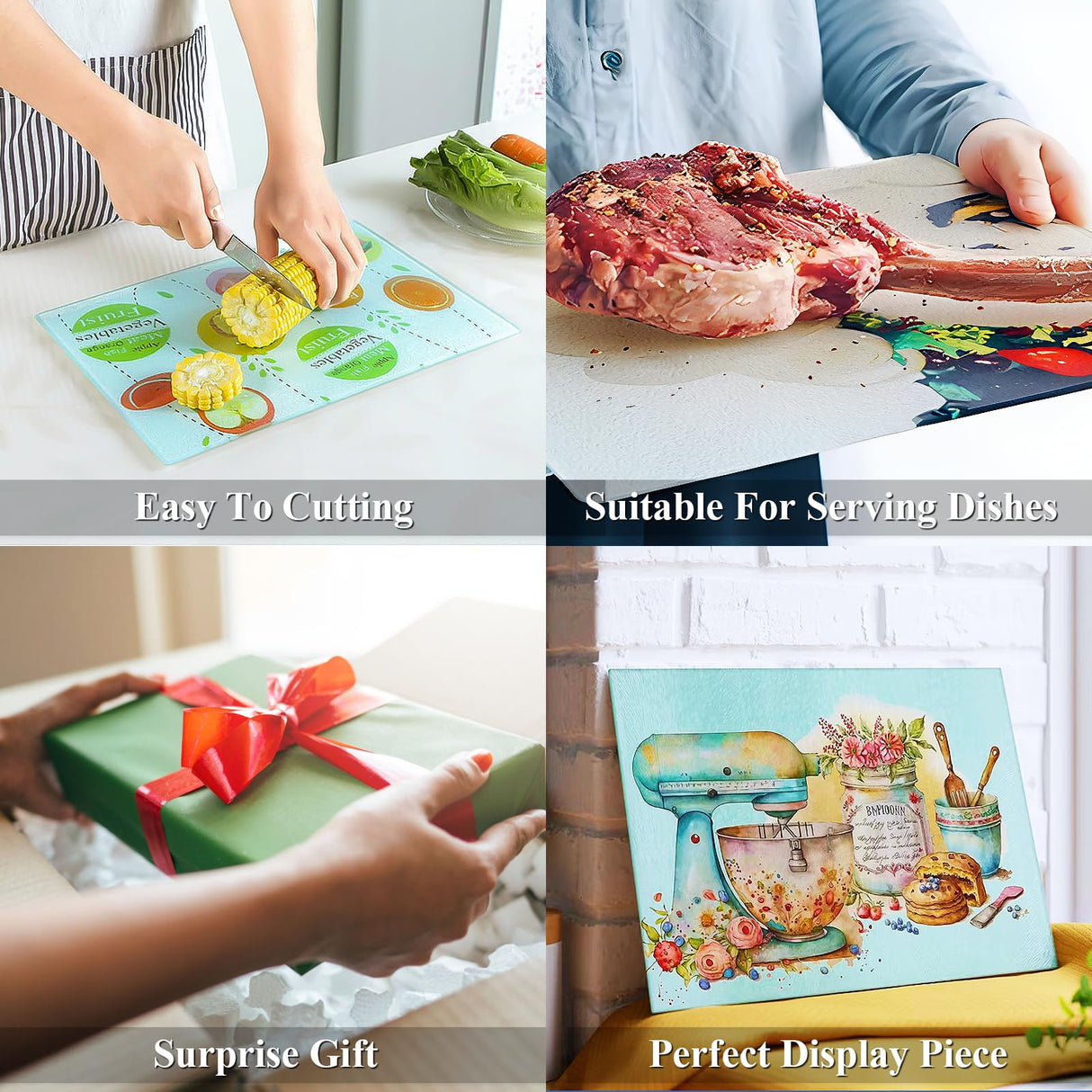 6Pack Sublimation Glass Cutting Board Blanks, Textured Tempered Glass Chopping Boards for Kitchen, Anti Slip Cutting Boards Heat Resistant Glass Plate Chopping Board for Kitchen DIY Heat Press Machine HYHOSHI