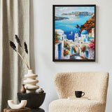 JXAVAXDE 5D Diamond Painting Kits for Adults Santorini Greece Landscape Diamond Art Kits DIY Full Round Drill Santorini with Diamonds Gem Art Help Relieve Stress 12x16 inch JXAVAXDE