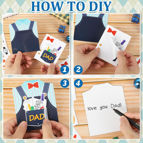 45 Set Father's Day Card Making Kits for Kids, Father's Day Shirt DIY Crafts, Bulk Father's Day Handmade Crafts for Classroom. (Father 45) Sereliy