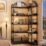 GarveeHome Arched Bookshelf Corner Bookcase, L Shaped Bookshelf Industrial Corner Bookshelf, Large Bookcase With Metal Frame, Corner Shelf Corner Display Rack for Living Room Bedroom GarveeHome