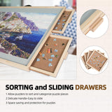 ALL4JIG 2000 Pieces 2-in-1 Tilting & Rotating Puzzle Board for Adults Gifts, Wooden Jigsaw Puzzle Table with 4 Drawers, 28.5" x 40.1" Portable Board with Lazy Susan and Cover ALL4JIG