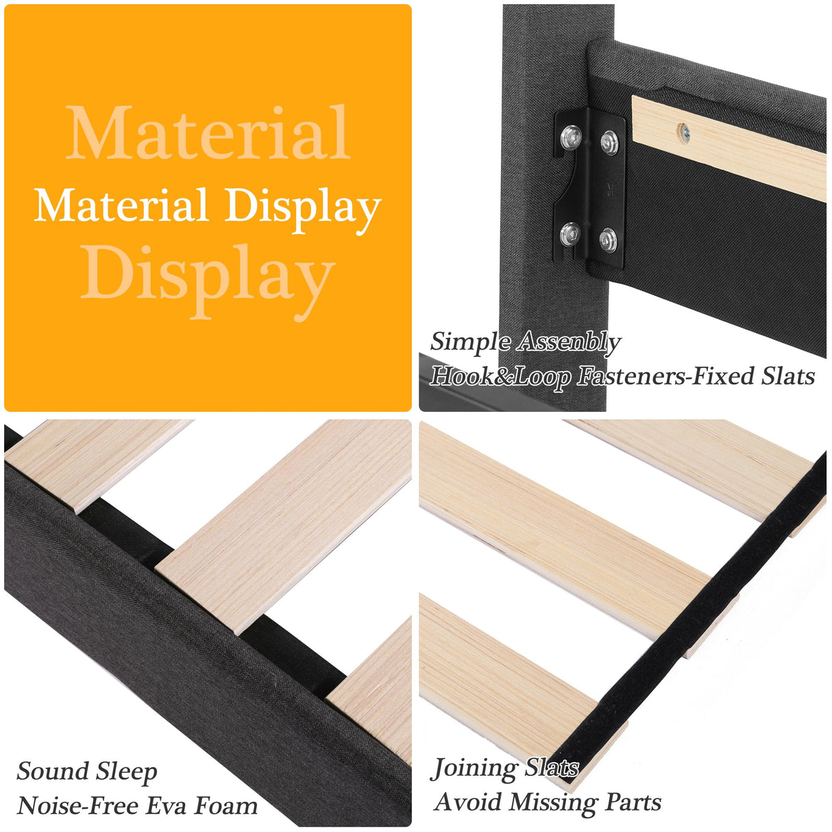 VECELO Full Size Bed Frame Upholstered Platform with Tufted Adjustable Headboard/Mattress Foundation Wood Slat Support/Easy Assembly,Grey VECELO