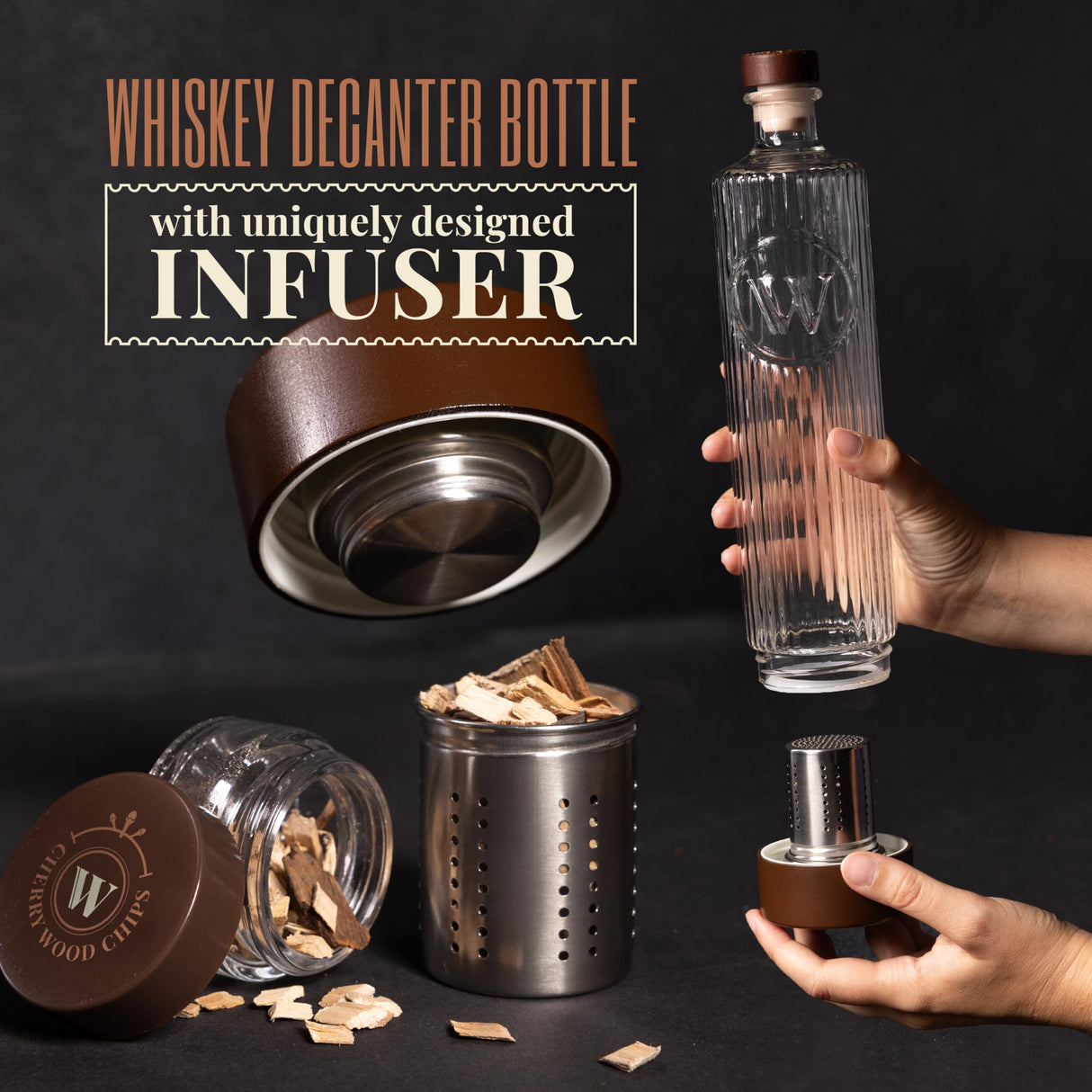 DIY Whiskey Gifts for Men - Whiskey Making Kit Complete with Botanicals, Wood Chips & Whiskey Decanter Set for Men - Bourbon Gifts for Men Who Have Everything with Whiskey Infusion Kit by Whiskify Whiskify