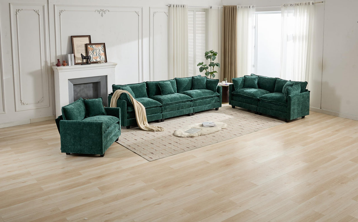 SoarFlash 71.6" Chenille Sectional Sofa, Comfy Modular Loveseat Sofa, Modern 2-Seat Couch Deep Seat Sofa Set for Living Room,Green SoarFlash