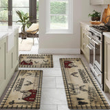 CHICNOOK PVC Farmhouse Kitchen Rugs Anti Fatigue 3 Piece, Washable Non-Skid Kitchen Mat, Farmhouse Rooster Kitchen Floor Mat, Cushioned Kitchen Floor Mats, Size 18'' x 30''+18" x 48"+18" x 60" CHICNOOK