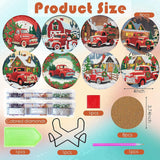 ijbnhd 8 PCS Christmas Diamond Art Coasters Kit, Christmas Truck Diamond Painting Coasters with Holder, Arts and Crafts Supplies Astral 4X4inch (Cork Wooden Pad) ijbnhd