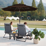 JEAREY 9FT 3 Tier Patio Umbrella Outdoor Market Umbrella Table Umbrellas Sunbrella with Button Tilt and Crank UV Protection Outside Garden Pool Umbrella,Coffee JEAREY