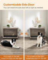 Feandrea Dog Crate Furniture, Side End Table, Modern Kennel for Dogs Indoor up to 70 lb, Heavy-Duty Dog Cage with Multi-Purpose Removable Tray, Double-Door Dog House, Greige UPFC003G01 Feandrea