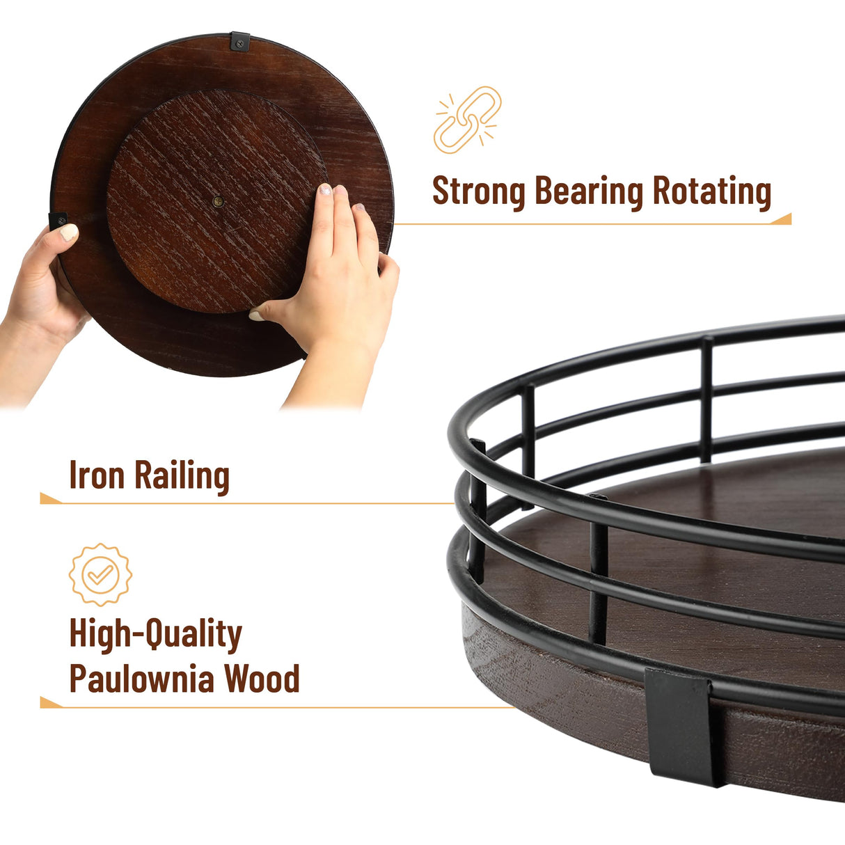 BAMBOO LAND- Lazy Susan Turntable Organizer, 9", Walnut Lazy Susan for Table Top, Wooden Lazy Susan, Wood Lazy Susan, Lazy Susan for Dining Table, Table Lazy Susan Wood, Table Lazy Susan Turntable BAMBOO LAND