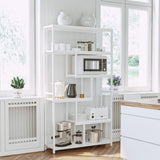 IRONCK Bookshelves and Bookcases 6-Shelf Etagere Bookcase, Industrial Open Display Shelves Geometric Bookcase with Sturdy Metal Frame，Industrial White IRONCK