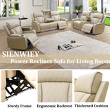 SIENWIEY Power Recliner Sectional Sofa with LED Light,Leather Reclining CornerSectional Couch for Living Room,Corner L Shaped Living Room Sofa Set（Beige，Sectional） SIENWIEY