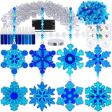 Winlyn 24 Sets Snowflake Suncatchers Ornaments Decorations DIY Window Paint Art Suncatchers Christmas Craft Kits Hanging Snowflake Sun Catchers for Kids Christmas Winter Home Classroom Party Activity Winlyn