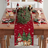 XCHI Winter Red Snowman Gingerbread Man Christmas Tree Xmas Table Runner Table Decoration for Party Home Kitchen Dining Holiday Decor 13x72 Inch XCHI