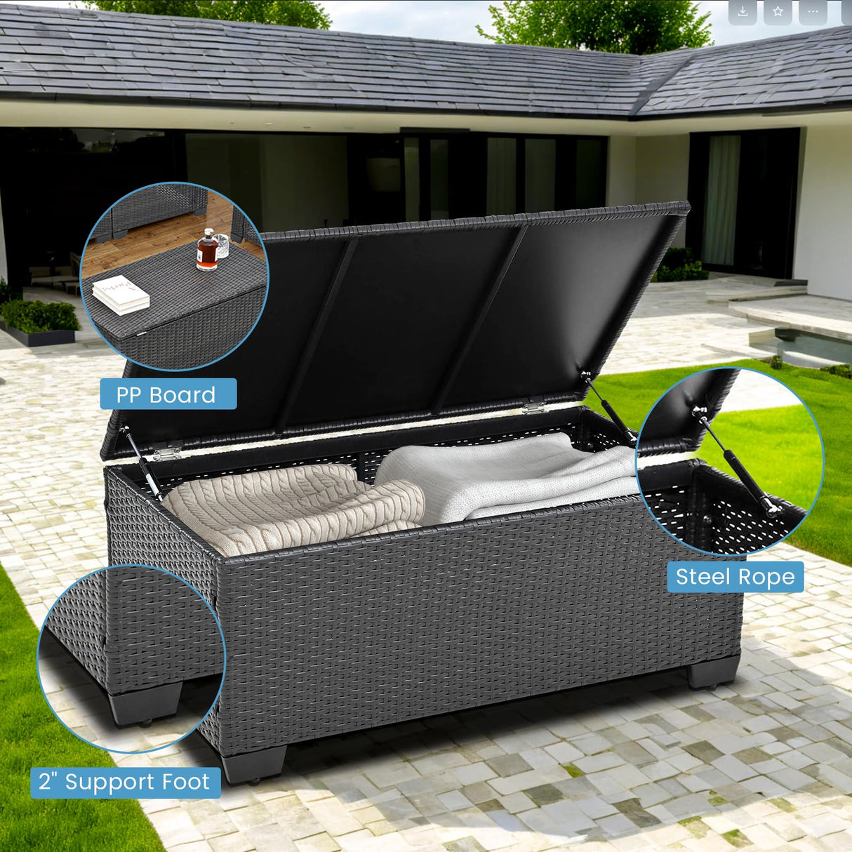 HiDSLiving 10 Pieces Patio Furniture Sets Outdoor,Manual Weaving Wicker Rattan Sectional Sofa Patio Conversation Sets with Cushions & Coffee Table with Hidden Storage for Outside, Balcony, Porch HiDSLiving