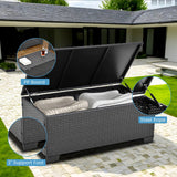 HiDSLiving 10 Pieces Patio Furniture Sets Outdoor,Manual Weaving Wicker Rattan Sectional Sofa Patio Conversation Sets with Cushions & Coffee Table with Hidden Storage for Outside, Balcony, Porch HiDSLiving