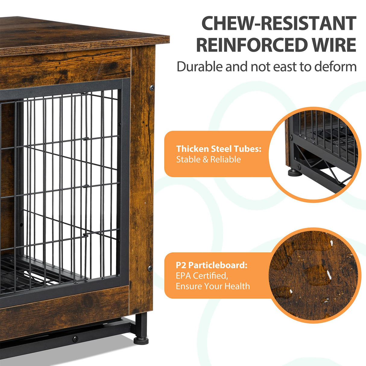 Shintenchi Dog Crate Furniture, Double-Doors Kennel Indoor with Removable Tray, End Table Dog House for Small Breed, 27.2" L, Brown Shintenchi