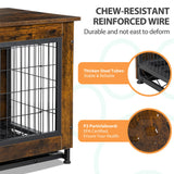 Shintenchi Dog Crate Furniture, Double-Doors Kennel Indoor with Removable Tray, End Table Dog House for Small Breed, 27.2" L, Brown Shintenchi