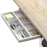 SHW Electric Height Adjustable Mobile Rolling Standing Desk Workstation, 40 x 24 Inches, Maple SHW