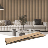 MSXTE Wood Slat Wall Panels,2-Pack 94.48"x 11.02"x 0.82" Each,Wood Panels for Wall,Wooden Wall Panels for Interior Wall Decor,3D Wood Wall Paneling with Solid Wood Veneer (Natural Oak) MSXTE