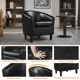 Yaheetech Barrel Chairs Set of 2, Faux Leather Club Chairs, PU Leather Accent Chairs, Waiting Room Chair with Soft Padded Seat for Living Room Bedroom Reading Room, Black Yaheetech