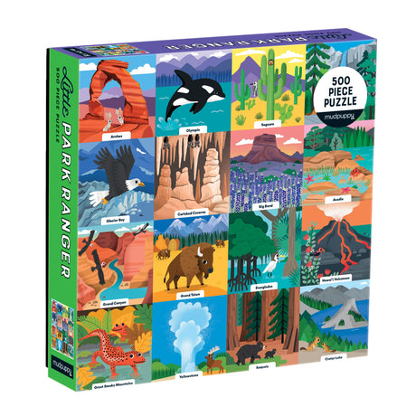Little Park Ranger 500 Piece Family Puzzle from Mudpuppy - Beautifully Illustrated Portraits of U.S. National Parks, 20" x 20", Provides Hours of Puzzling Fun, Ages 8+, Puzzle Image Insert Included Mudpuppy