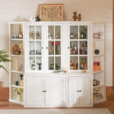 THINK 30 75.25'' Tall Display Cabinets,Cabinet with Two Triangle Sided Bookshelves, 92.9'' Wide Retro Style Wall Suit,for Hallways, Living Room, Office, Studio or Workspace, White THINK 30