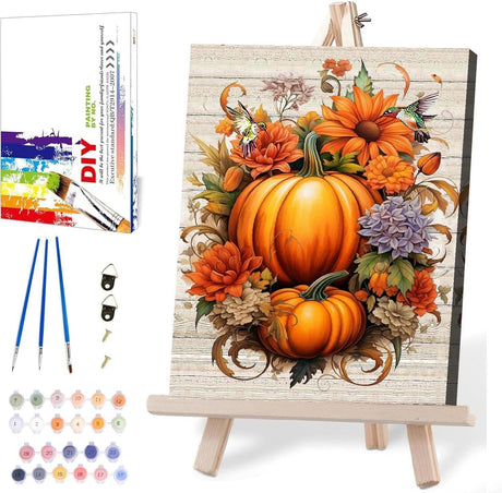 Fall Paint by Numbers for Adults with Framed Canvas-with Wooden Easel,Paint by Numbers Kits Framed Canvas,DIY Acrylic Oil Painting Kits with Brushes Nice Gift Box for Home Wall Decor(12x16 Inch) MIRCVSH