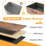 EnHomee Night Stand Set 2 with Charging Station, Tall Nightstand with 5 Drawers, LED Nightstands with USB Ports & Outlets, Night Stands with Extra Side Bag & Hooks, Side Table, Dresser, Bedroom, Brown EnHomee