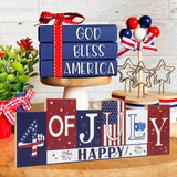 4th of July Decorations Wooden Table Sign Summer Decorations, Patriotic Independence Day Memorial Day Decorations Reversible Double-sided Different Theme Farmhouse Tabletop Centerpiece Decor Sophena