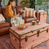 Rhino Trunk & Case Knotty Cedar Chest with Antique Brass Hardware – 32"x18"x14" Large Storage Box, Coffee Table, End of Bed Trunk or Entryway Storage Bench Furniture – USA-Made, Heirloom Aesthetic Rhino Trunk & Case