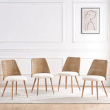 YLKHOME Rattan Dining Chairs Set of 4, Rattan Set of 4 Dining Chairs with Cane PE Rattan Backrest,Upholstered Boucle Fabric Dining Chairs Set of 4, Cesca Cane Dining Chairs for Bedroom, Kitchen YLKHOME