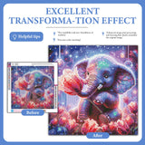 Camocin Diamond Art Kits for Adults Elephant, 5D Tulips Diamond Painting Kits for Adults Beginners, DIY Elephant Full Round Dots Drill Gem Art Kit for Gift Home Wall Decor 14 x 14 Inch Camocin